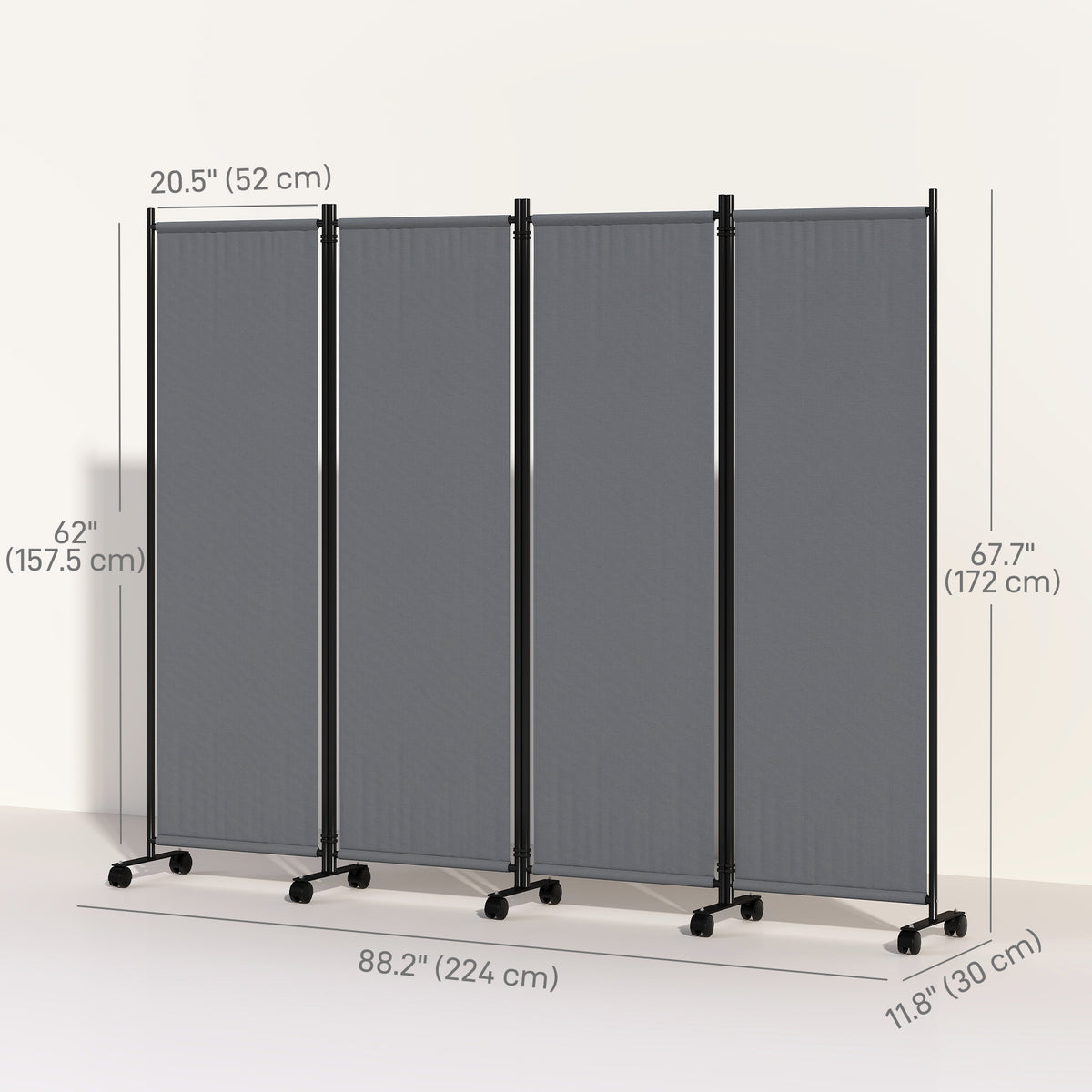 Folding Room Divider, Privacy Screen for Home Office Bedroom, 5.6FT Tall, Dark Grey – view 16