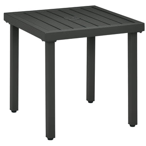 Outdoor Side Table, Patio End Table with Umbrella Hole, Small Coffee Table with Steel Frame for Balcony – view 8