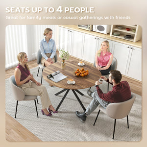 47" Round Kitchen Table for 4, Industrial Dining Table with Steel Legs for Dining Room, Dark Brown and Black