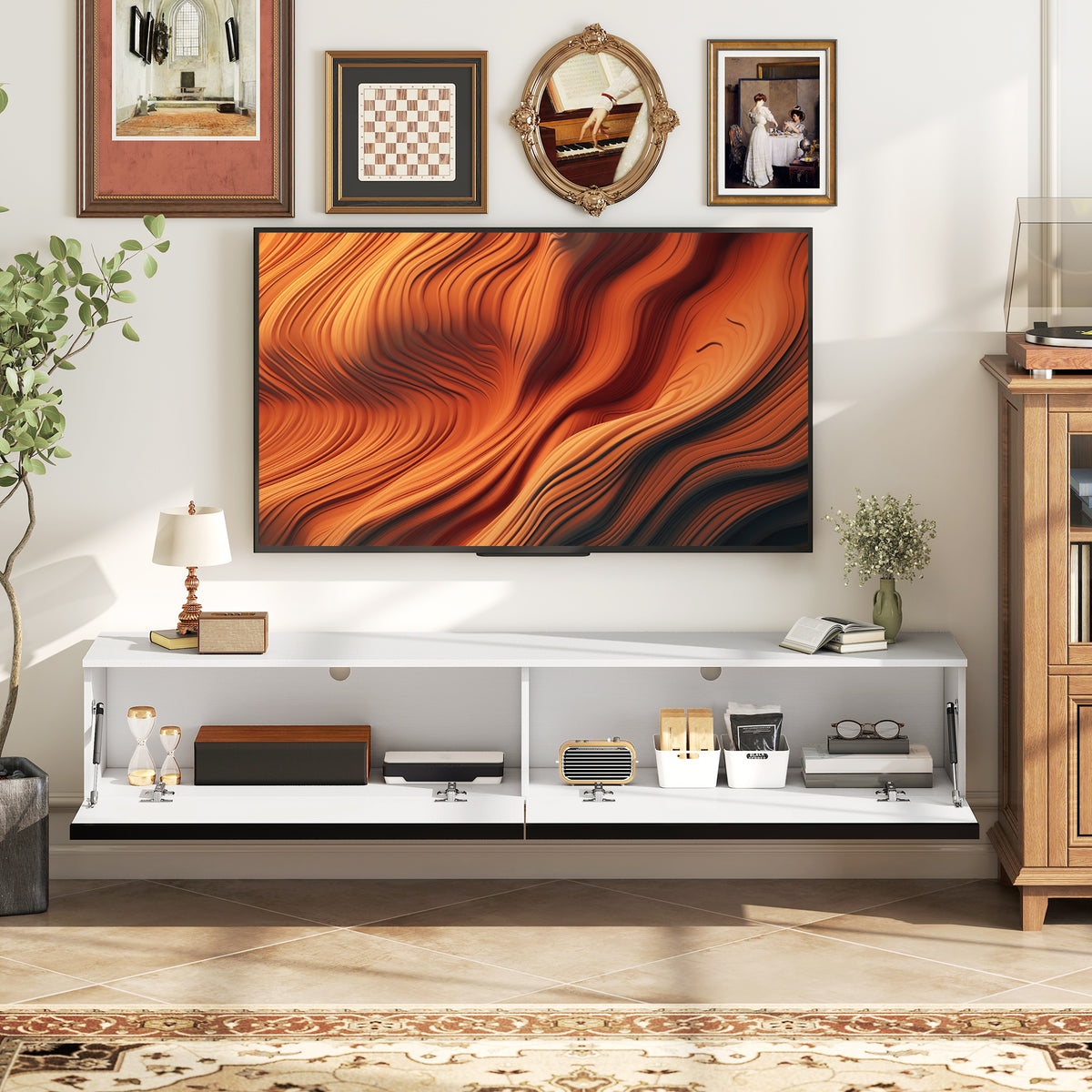 Wall Mounted TV Stand, Floating TV Cabinet with Storage, for TVs up to 70", High Gloss Effect – view 34
