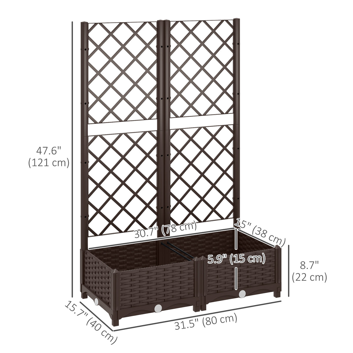 Raised Garden Bed with Trellis, Plastic Raised Flower Bed with Drainage Holes and Drain Plugs – view 9