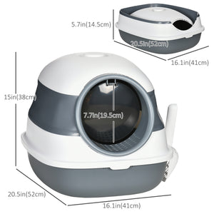 Foldable Large Cat Litter Box with Lid, Covered Kitten Litter Box w/ Automatic Cat Litter-Proof Sides – view 3