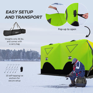 5-8 Person Insulated Ice Fishing Tent Shelter with Ventilation Windows and Carry Bag, for -22℉, Blue