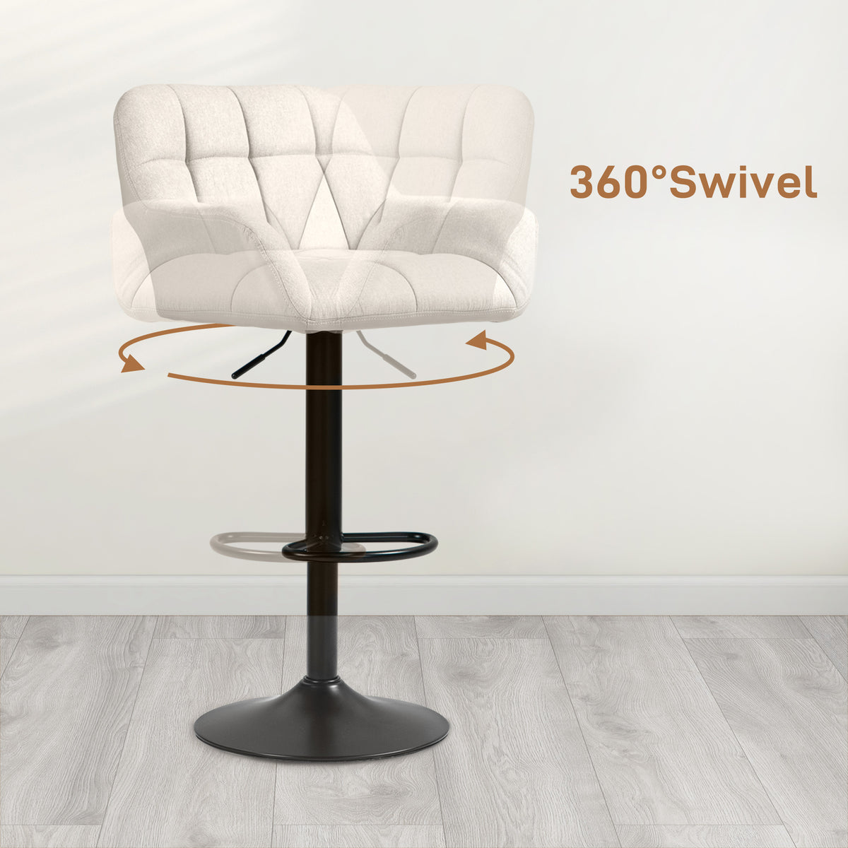 Swivel Barstools Set of 2 Adjustable Bar Stools with Footrest Armrests and PU Leather Back for Dining Room – view 6