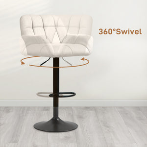 Swivel Barstools Set of 2 Adjustable Bar Stools with Footrest Armrests and PU Leather Back for Dining Room – view 6