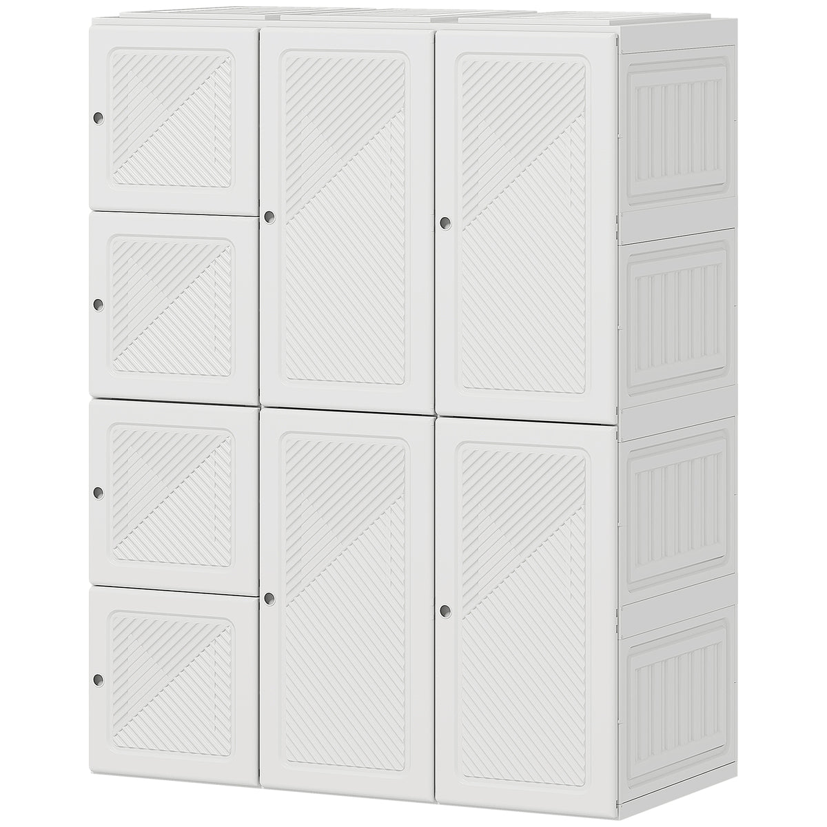 Portable Wardrobe, Foldable Plastic Closet with 8 Compartments, 2 Hanging Rods and Magnetic Clear Doors – view 8