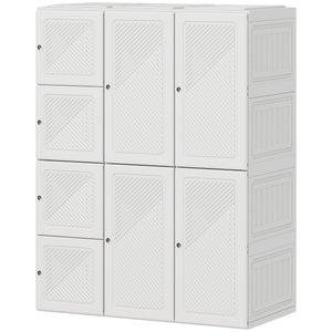 Portable Wardrobe, Foldable Plastic Closet with 8 Compartments, 2 Hanging Rods and Magnetic Clear Doors – view 8