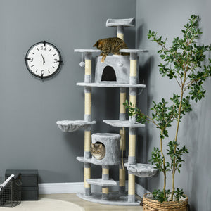 79" Scratching Kitten Tree Condo Kitten Scratch Activity Center Toys Light Grey