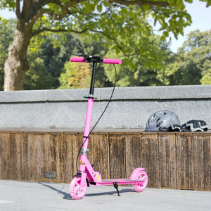 Qaba Scooter for Kids Ages 3-8 with Light Up Wheels, Adjustable Handlebar, Rear Brake & Handbrake for Girls and Boys