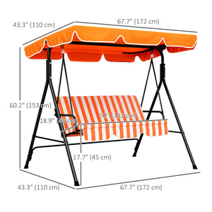 3-Seater Outdoor Porch Swing with Adjustable Canopy, Patio Swing Chair for Garden, Poolside, Backyard, Green and White