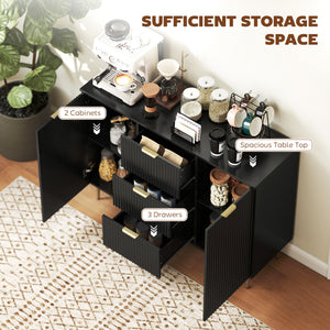 Modern Kitchen Storage Cabinet, Sideboard Buffet Cabinet w/ 3 Drawers and Adjustable Shelves for Kitchen – view 3