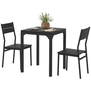 Dining Table Set for 2, 3 Piece Kitchen Table and Chairs with Metal Legs for Small Spaces, Natural Wood