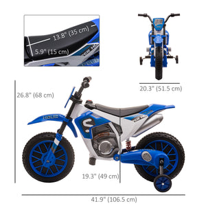 Aosom Kids Dirt Bike 12V Battery-Powered Ride-On Electric Motorcycle with Charging Battery, Training Wheels