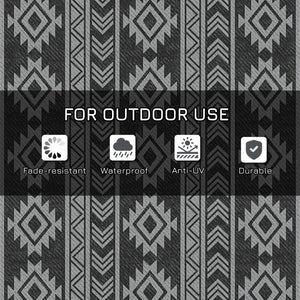 Reversible Outdoor RV Rug, Patio Floor Mat, 6' x 9' Plastic Straw Rug for Backyard, Deck, Beach, Camping, Black & Grey
