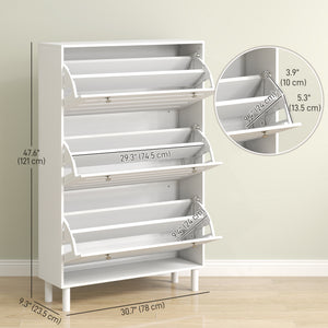 Narrow Shoe Storage Cabinet, 3 Flip Drawers, Adjustable Shelves, 18-24 Pairs Capacity, Black – view 9