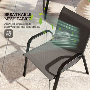 4 Pieces Outdoor Furniture Set with 2 Stackable Chairs, Loveseat, Patio Conversation Set with Glass Coffee Table, Black