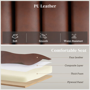 Bedroom Bench PU Leather End of Bed Bench with Cylindrical Seat and Metal Legs for Bedroom Living Room – view 10