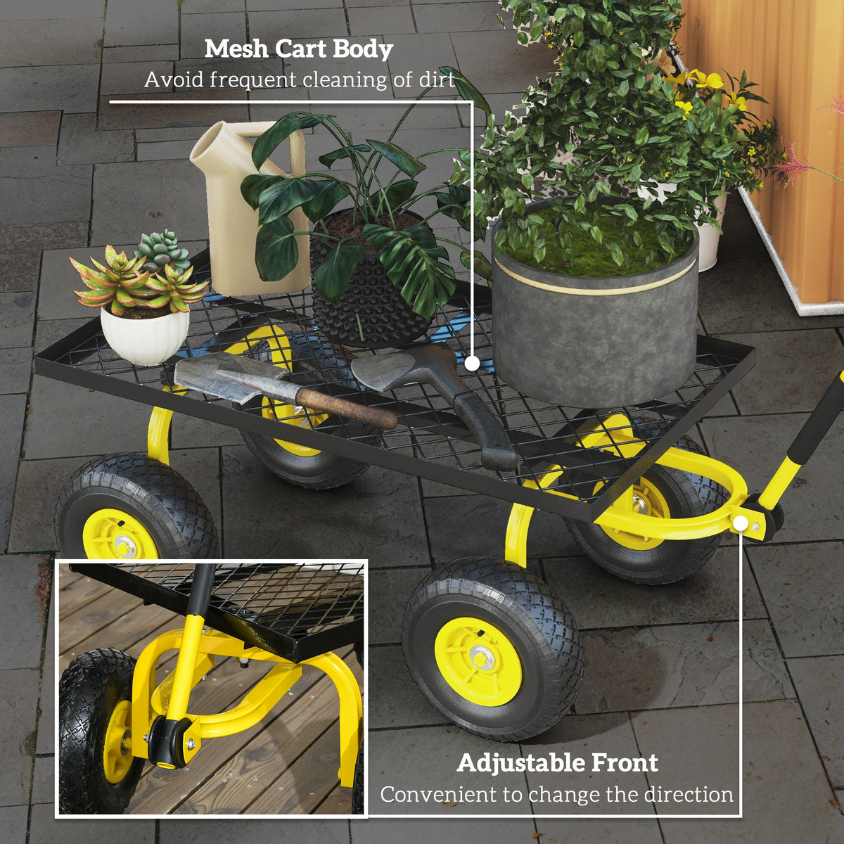 Heavy Duty Garden Wagon Cart with 10" Wheels, 330 lbs Capacity, for Garden, Beach, Lawn, Black – view 12
