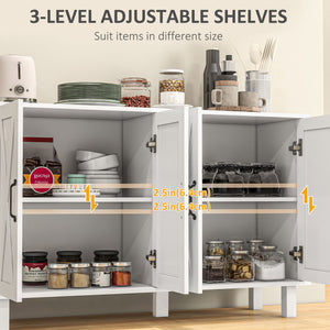 Kitchen Sideboard Cabinet with 4 Barn Doors and 2 Adjustable Shelves, Buffet Table for Living Room – view 11