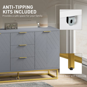 47" Storage Cabinet with Doors, Adjustable Shelves, 3 Drawers, Metal Legs for Kitchen Storage, Home Use – view 13