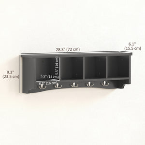 Coat Rack Wall Mount with Shelf, 28" Wall Coat Rack with 5 Hooks and 4 Compartments for Living Room – view 2