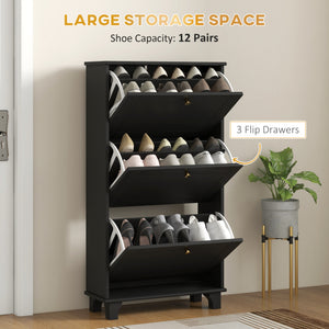 Narrow Shoe Storage with 3 Flip Drawers and Adjustable Shelves – view 3
