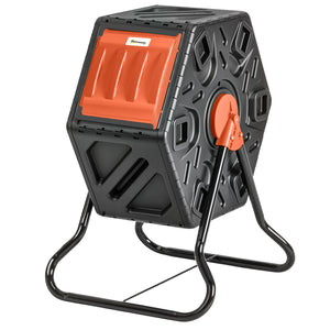Rotating Composter, Compost Bin with 24 Vents and Steel Legs, 17 Gallon, Green