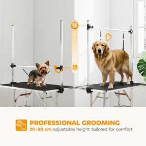 Adjustable Dog Grooming Table with 2 Safety Slings, Storage Basket, Black – view 3