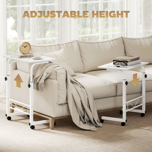 Mobile Standing Desk with Adjustable Height, 23.5 inch Stand Up Desk with Wheels, Natural Wood