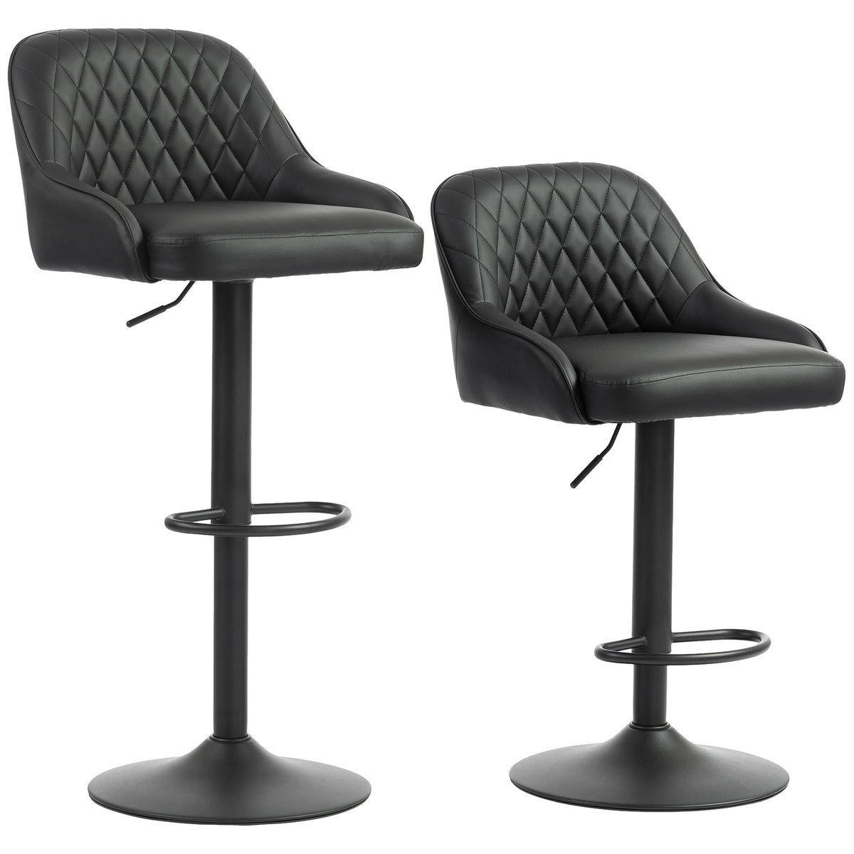 Bar Stools Adjustable Swivel Kitchen Chairs with Backrest Set of 2 for Kitchen Island Black
