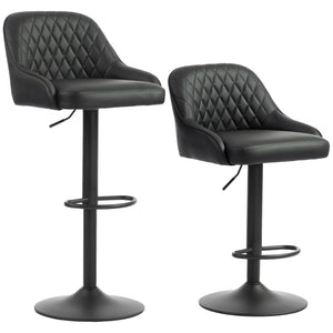 Bar Stools Adjustable Swivel Kitchen Chairs with Backrest Set of 2 for Kitchen Island Black