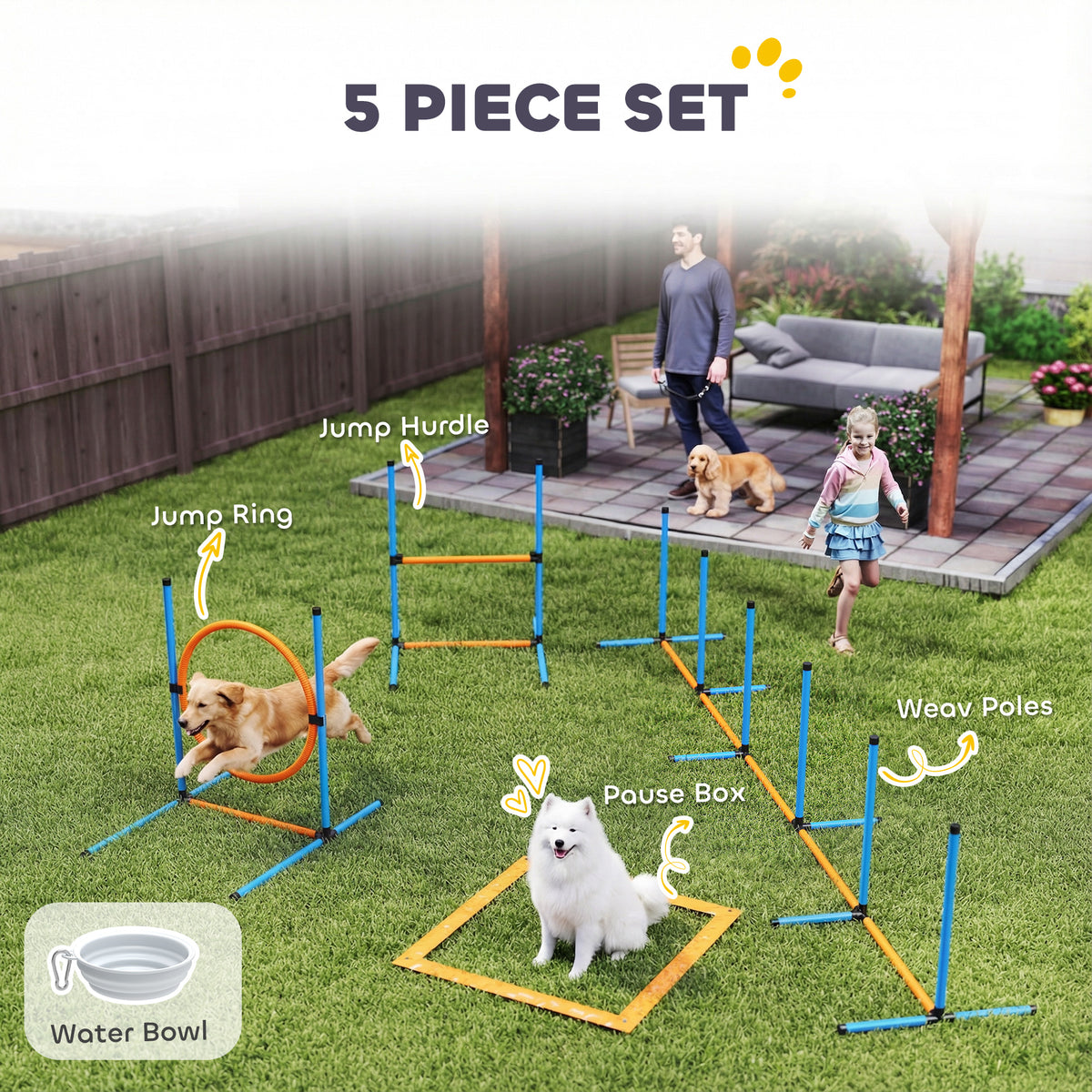 Dog Agility Training Equipment, 5PCS Dog Obstacle Course Starter Kit with Carrying Bag