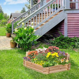 39" x 36" Screwless Hexagon Planter Box, Raised Garden Bed, Herb Garden for Vegetables, Flowers, Natural