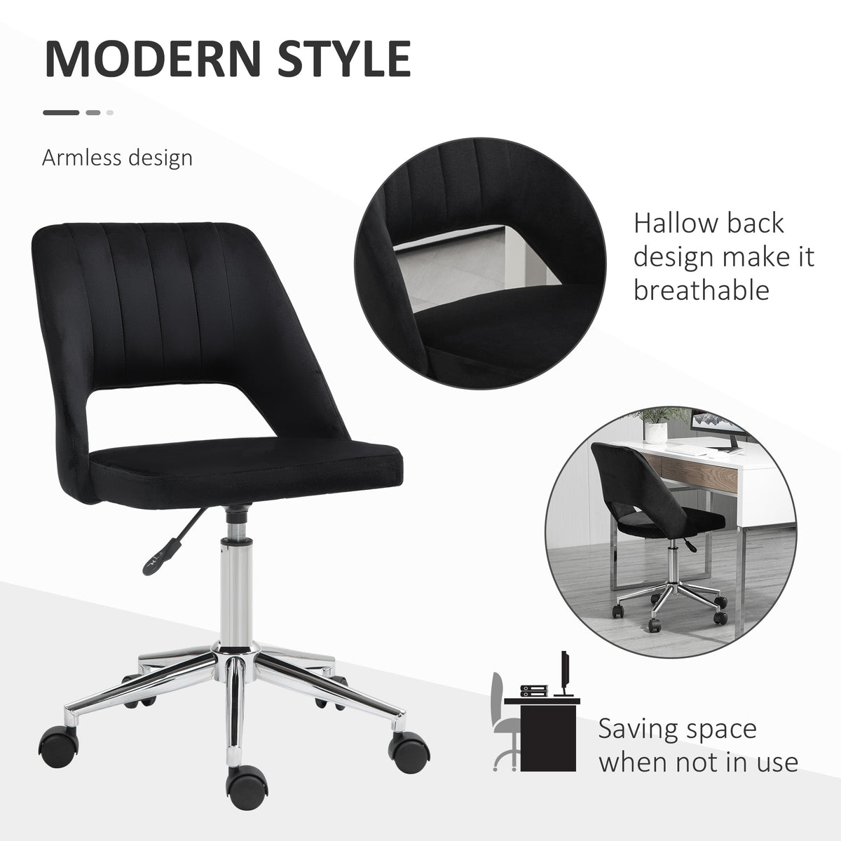 Mid Back Office Chair Velvet Fabric Swivel Scallop Shape Computer Desk Chair, Green – view 18