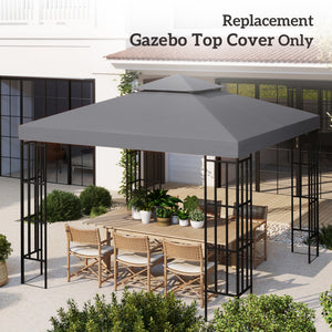 10' x 10' Square 2-Tier Gazebo Canopy Replacement Top Cover Outdoor Garden Sun Shade, Replacement Top Only, Dark Grey