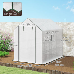 Walk-in Greenhouse with 3 Tier, Garden Plant Growhouse with Roll-up Door and Mesh Windows – view 9