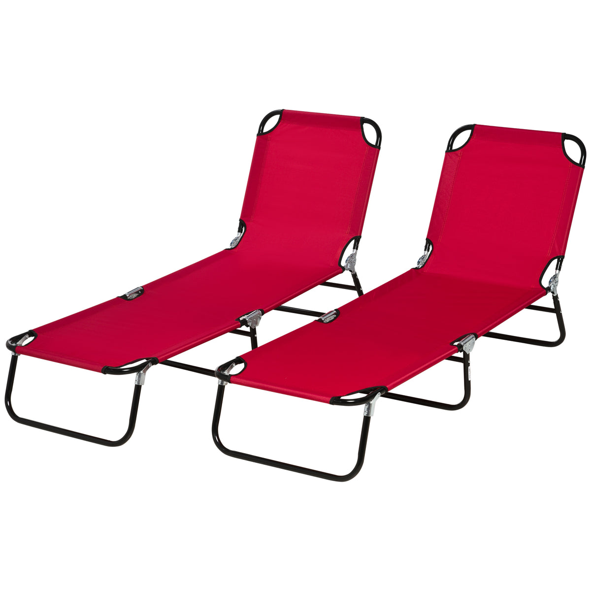 Set of 2 Folding Outdoor Lounge Chair, Sun Tanning Chairs with Reclining Back – view 22