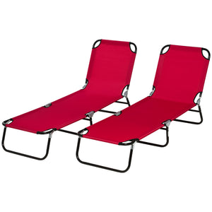Set of 2 Folding Outdoor Lounge Chair, Sun Tanning Chairs with Reclining Back – view 22