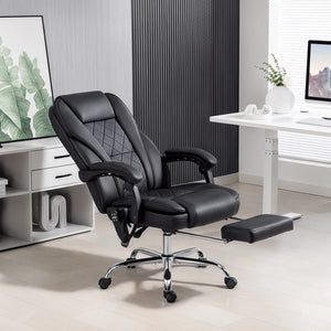 Massage Office Chair, Reclining Computer Chair with Adjustable Height and Footrest, Black