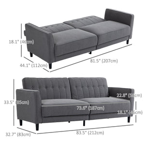 Convertible Bed with Couch, Button Tufted Fabric Sofa Bed with Adjustable Back for Living Room – view 2