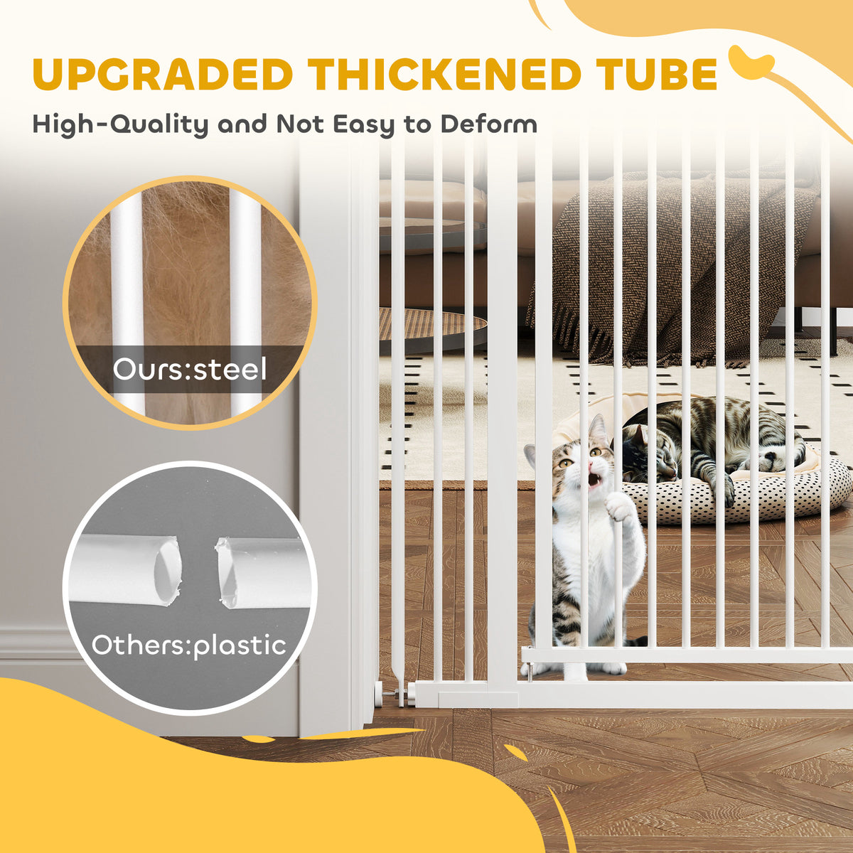 59" Extra Tall Cat Gate, 30"-41" Pet Gate with 2.8" and 5.5" Extensions, for Doorway, Hallway, Stairway – view 11