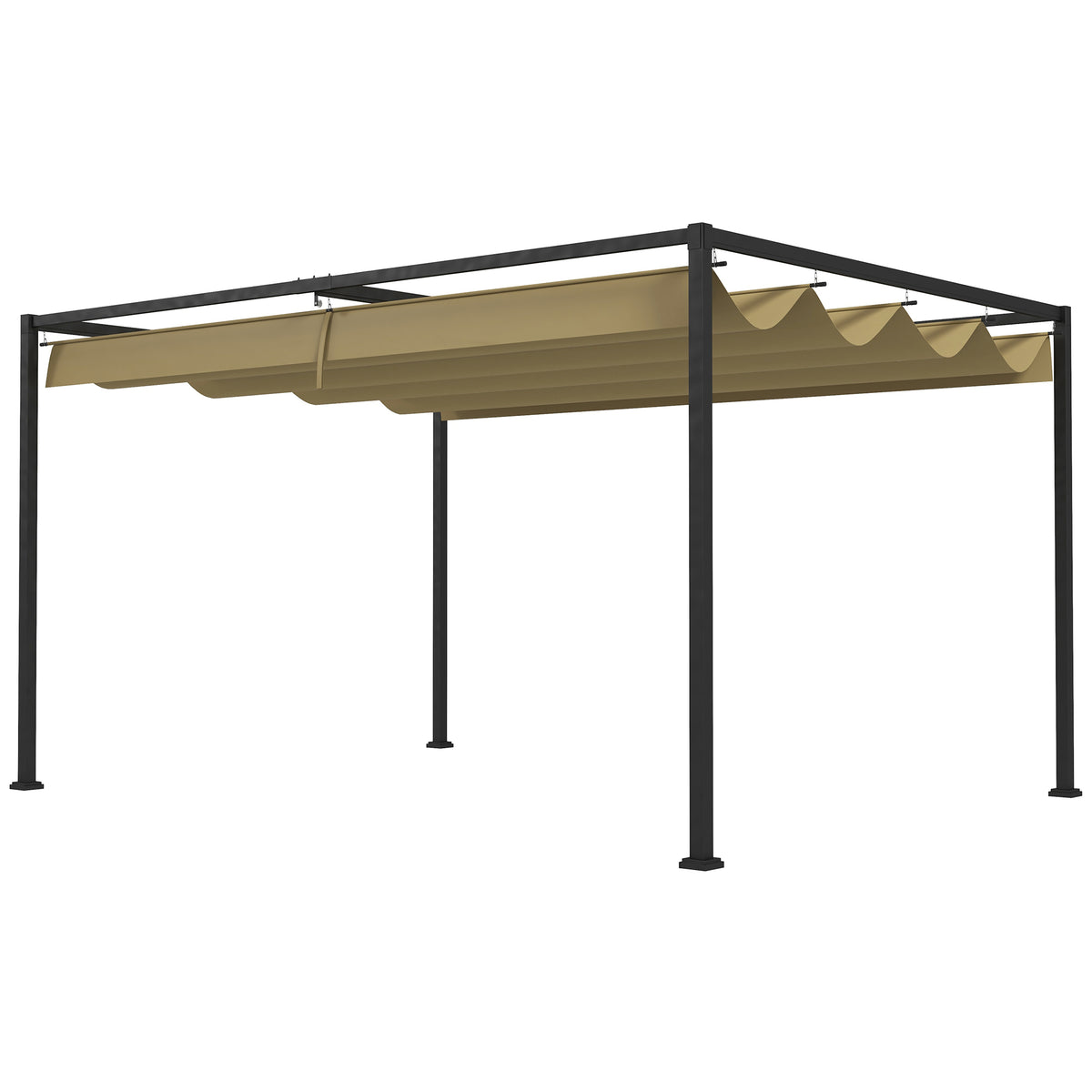 10x7ft Pergola with Retractable Roof Outdoor Patio Sun Shelter Garden Grape Tent Water-resistant Yard Shade – view 3
