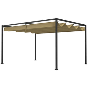 10x7ft Pergola with Retractable Roof Outdoor Patio Sun Shelter Garden Grape Tent Water-resistant Yard Shade – view 3