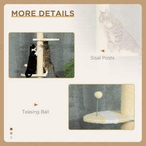 87"-102" Floor to Ceiling Cat Tree w/ Sisal Scratching Posts, Anti-tip Kit, Perches, Toy Ball, Yellow