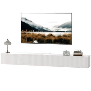 71" Floating TV Stand for TVs up to 72 Inch, Wall Mount Media Console with 2 Fluted Flip-Down Doors – view 8