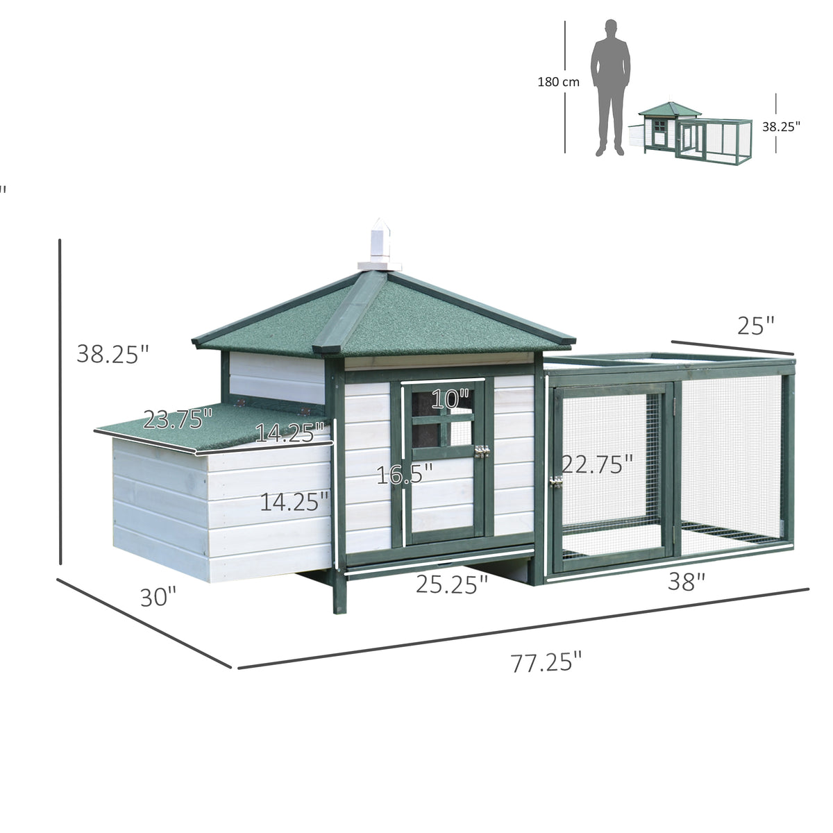 77" Chicken Coop Hen House Rabbit Hutch Poultry Cage Pen Outdoor Backyard with Nesting Box Run Natural – view 10