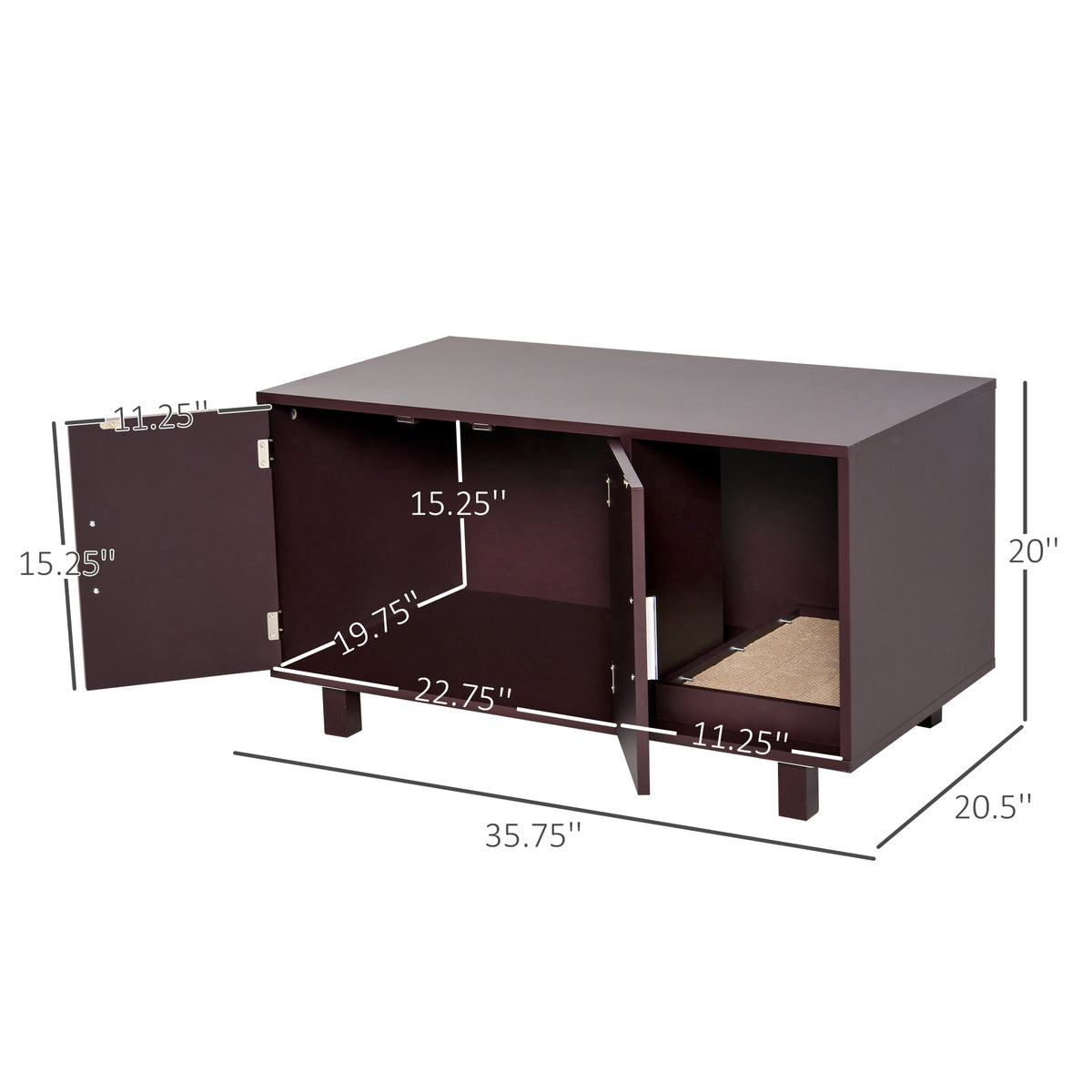 Cat Litter Box Enclosure, Hidden Litter Box Furniture, Cat House End Table Washroom with Scratching Pad – view 4