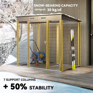 6 x 4FT Galvanized Garden Storage Shed, Metal Outdoor Shed with Double Doors and 2 Vents, Grey – view 11