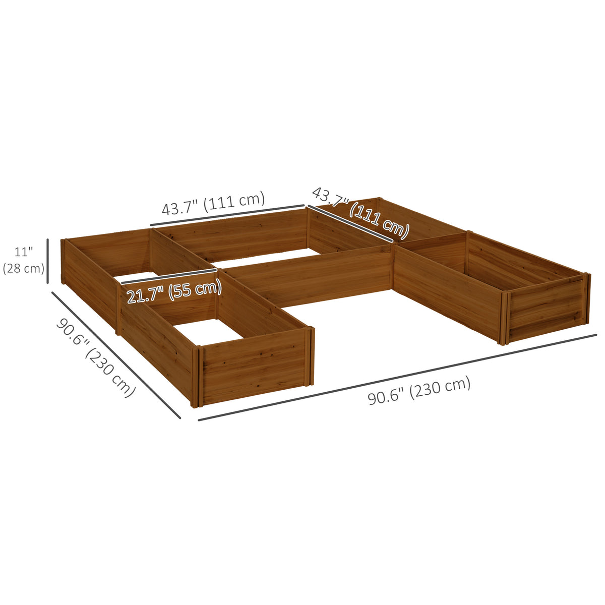 DIY 5-box Garden Planter with Open Bottom for Outdoor Plants, Vegetables, Flowers, Herbs, Brown – view 2