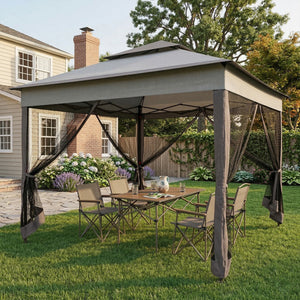 11' x 11' Pop Up Canopy 2-Tier Soft Top Shelter Event Tent w/ Netting Carry Bag for Patio Backyard Garden – view 14